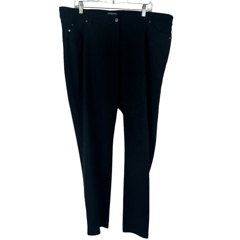 EILEEN FISHER WOMAN Black Viscose Blend Stretchy Straight Leg Trousers Zip 18W